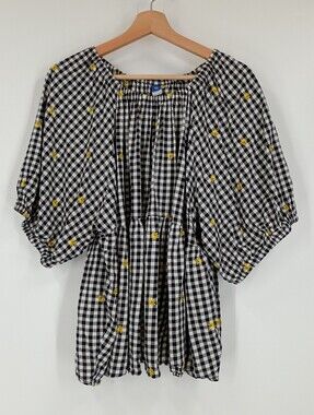 Old Navy Gingham Embroidered Top
